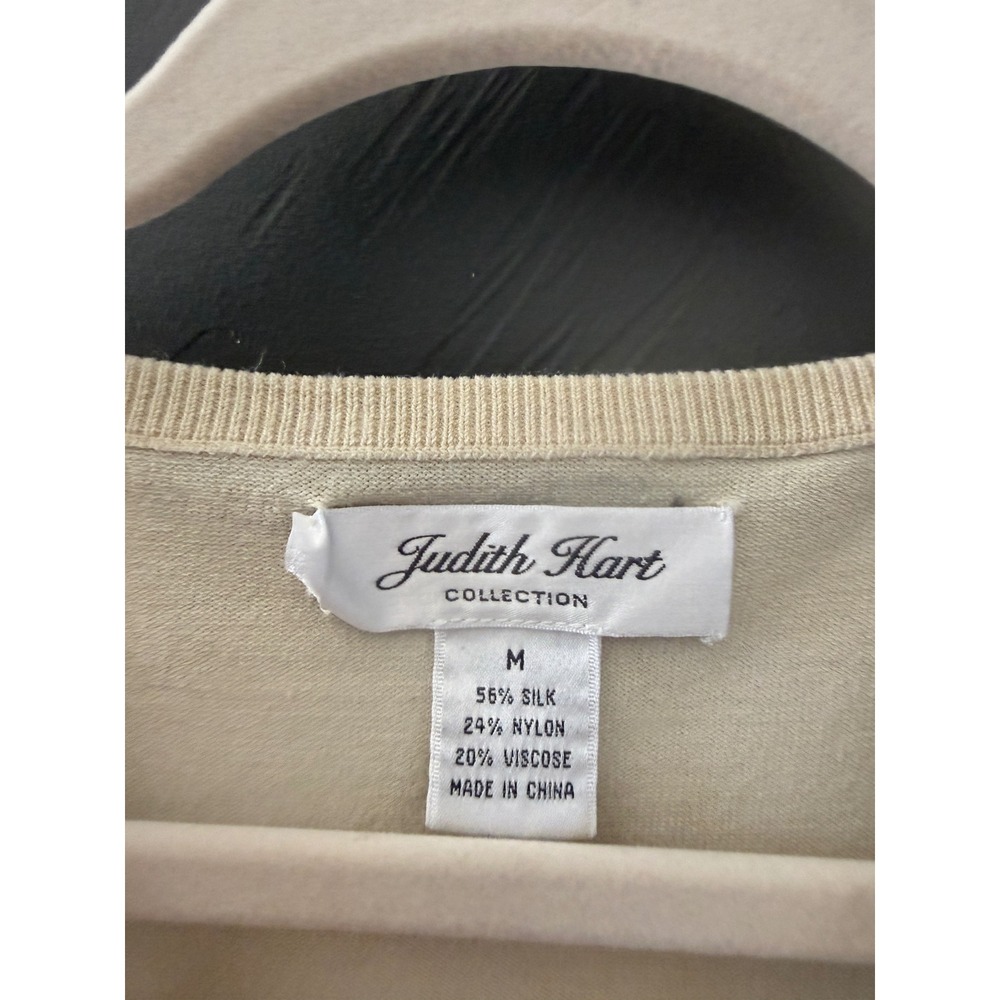 Judith Hart Y2k Cream Silk Blend Beaded Sequin Sleeveless‎ Knit Shell M - Picture 4 of 7